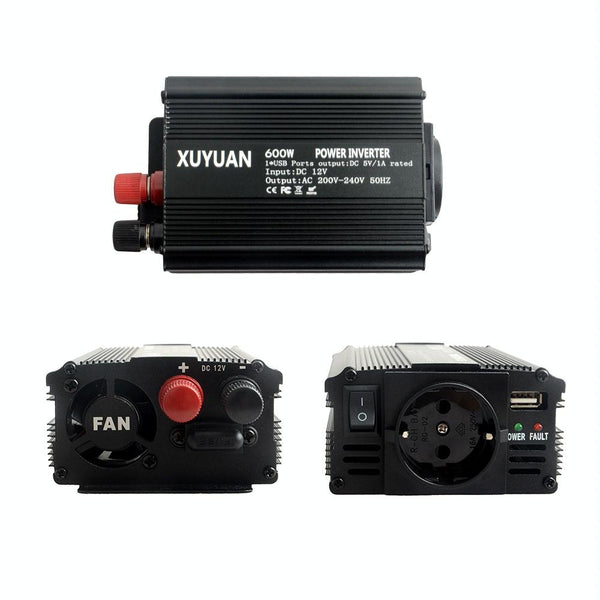 XUYUAN 600W Solar Car Home Inverter USB Charging Converter, EU Plug, Specification: 12V to 220V