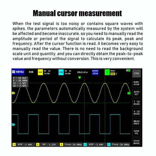 FNIRSI 1013D 1GS Sampling Dual Channel 100M Bandwidth Digital Oscilloscope, US Plug(English)