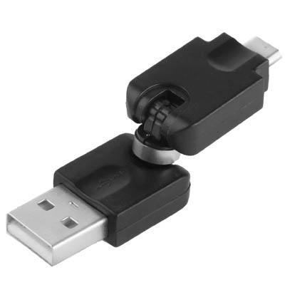USB 2.0 AM to Micro USB 360 Degree Swivel Adapter for Galaxy S IV / i9500 / S III / i9300 /Note II / N7100 / i9220 / i9100 / i9082 / Nokia / LG / BlackBerry / HTC One X /Amazon Kindle / Sony Xperia etc(Black)