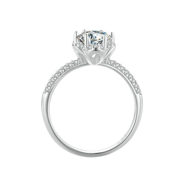MSR017 Sterling Silver S925 White Gold Plated Moissanite Ring(No.9)
