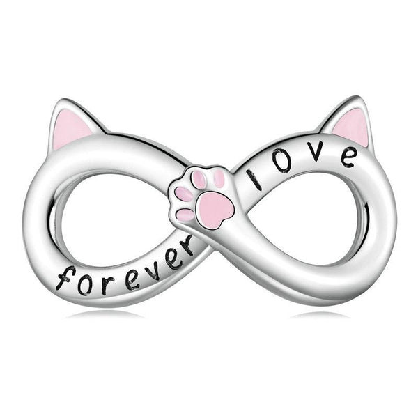 BSC748 S925 Sterling Silver Infinity Cat Symbol Bracelet Beads