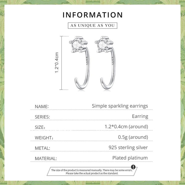 S925 Sterling Silver Sparkling Ear Hook Women Earrings