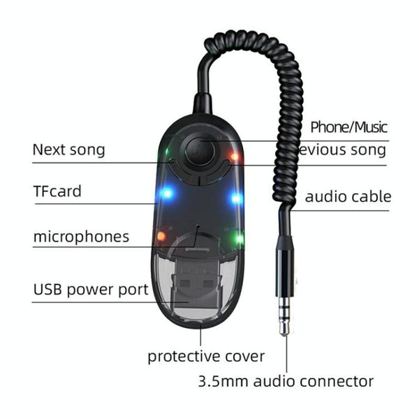 W9 Car Bluetooth Music Receiver USB Bluetooth 5.3 Adapter Wireless Audio Receiver