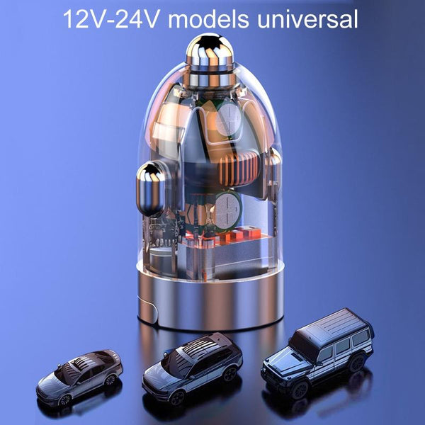 120W Vehicle Mini Invisible Dual-Port Charger Car Cigarette Lighter