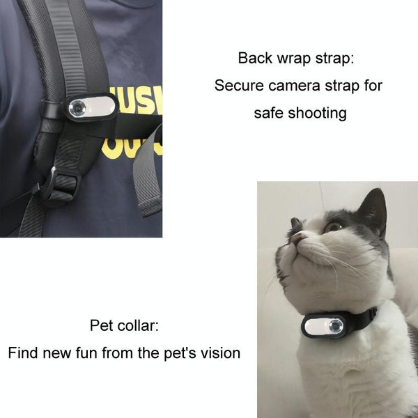 Magnetic Thumb Camera Portable HD Camera For Outdoor Cycling, Model: Standard+Pet Silicone Collar