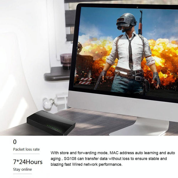 Tenda SG108 100/1000M Desktop Network Switch 8 Port Gigabit Desktop Switch Ethernet Switch LAN Hub(US Plug)