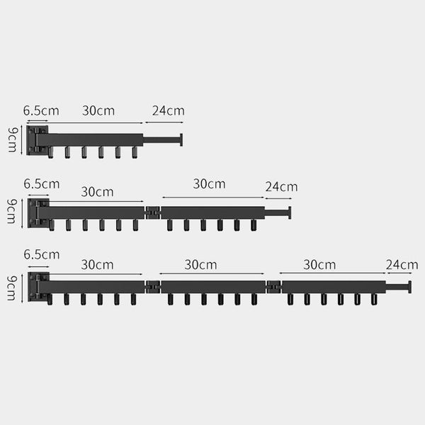 Foldable Invisible Clothes Drying Rack Hole-Free Expandable Corner Metal Convenient Drying Rod For Balcony, Specification: 3 Fold Gray