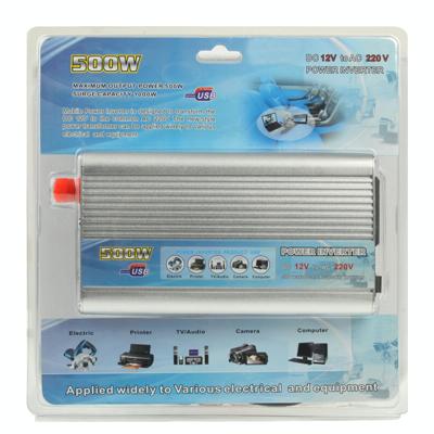 500W DC 12V to AC 220V Car Power Inverter with USB Port(Silver)