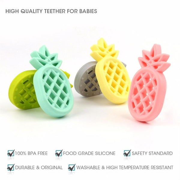 Pineapple Silicone Teether Babies Teething Pendant Nursing Soft Silicone Safe Toys for Soothe Teething Baby(Purple)