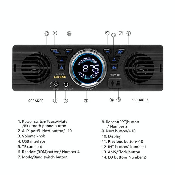 12 V Car MP3 Bluetooth Player Plug And Play FM Automobile Radio(Black)