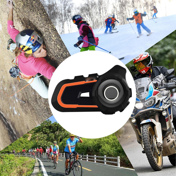 WUPP CS-1412B1 Bluetooth 5.1 S2 Motorcycle Helmet Full Duplex Bluetooth Intercom Headset Earphone(Orange)