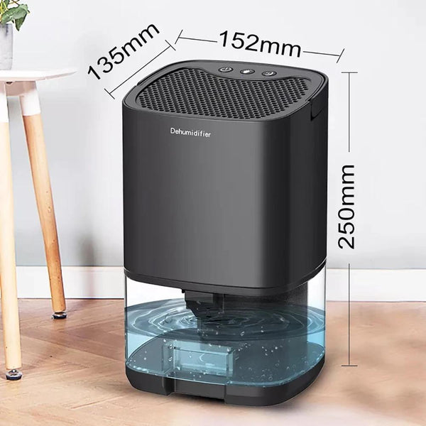 1L 36W Air Dehumidifier for Home Damp Drying Clothes with 7 colors Light EU Plug(Black)