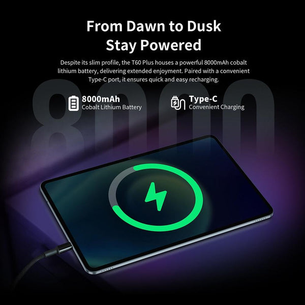 Teclast T60 Plus 4G LTE Tablet PC, 6GB+128GB, 12 inch Android 14 MediaTek Helio G88 Octa Core, Support Dual SIM