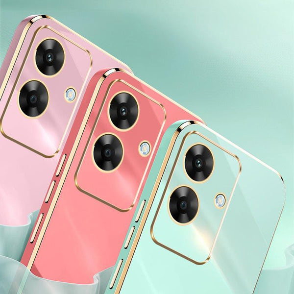 For Realme Note 60 4G XINLI Straight 6D Plating Gold Edge TPU Phone Case(Hawthorn Red)
