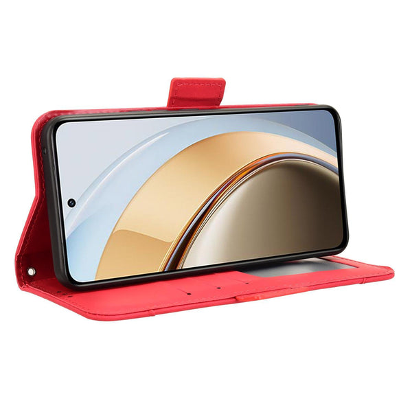 For vivo V40 Lite 4G / 5G IDN Skin Feel Calf Texture Card Slots Leather Phone Case(Red)