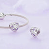 SCC2451 Sterling Silver S925 Heart Zirconia Infinity Symbol White Gold Plated Bracelet Beads