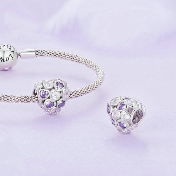 SCC2451 Sterling Silver S925 Heart Zirconia Infinity Symbol White Gold Plated Bracelet Beads