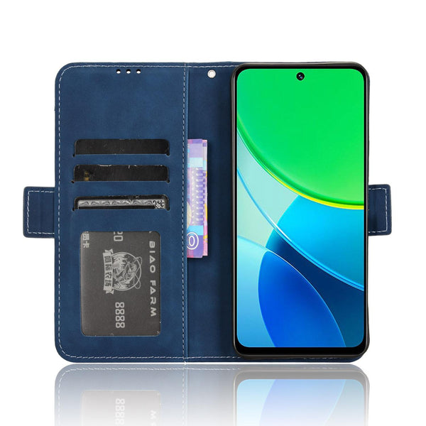 For vivo Y19s 4G Skin Feel Calf Texture Card Slots Leather Phone Case(Blue)