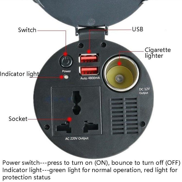 150W 12V To 220V Car Inverter Dual USB 2.1A Power Converter Booster