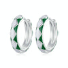 SCE1611-GN Sterling Silver S925 White Gold Plated Fashion Rhombus Earrings(Green)