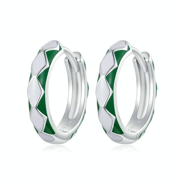 SCE1611-GN Sterling Silver S925 White Gold Plated Fashion Rhombus Earrings(Green)