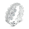 BSR367 Sterling Silver S925 Lace Tassel Platinum Plated Zircon Hollow Ring(No.8)