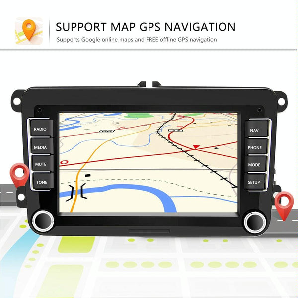 A3040 For Volkswagen 7-inch 2+32G Android Car Navigation Central Control Large Screen Player With Wireless CarPlay, Style:Standard+12Lights Camera