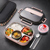 304 Stainless Steel Double-Layer Large-Capacity Portable Lunch Box, Color: Ink Pink(Medium 5 Grids)