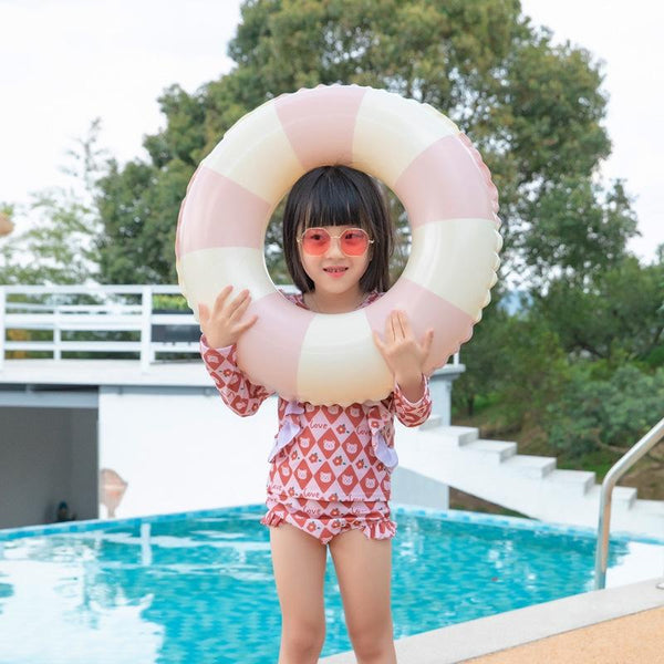 Thickened Children Swimming Ring Inflatable Underarm Ring 58cm(Striped Pink)