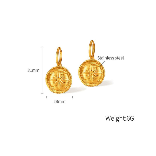 OPK GE916 1pair Simple Stainless Steel Round Plaque Earrings Gold Plated Stud Earrings Accessories