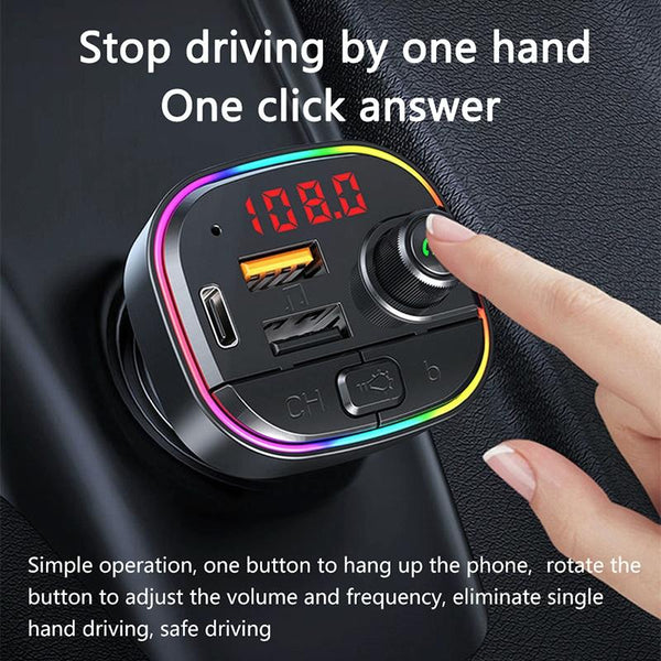 C13 Multifunctional Car Dual USB PD Fast Charger Bluetooth FM Transmitter with Atmosphere Light