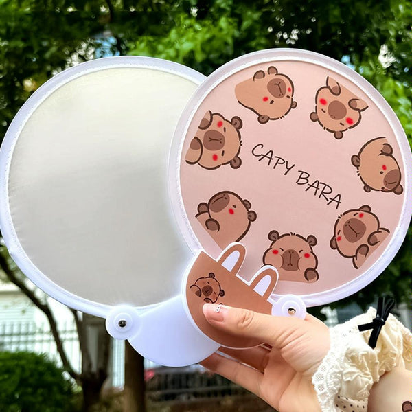 2-In-1 Portable Cute Cartoon Selfie Fill Light Reflector Folding Fan(10)