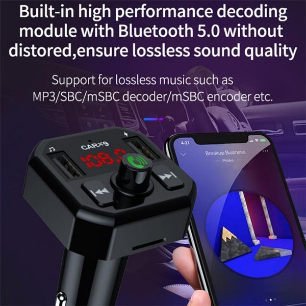 Dual USB Ports Car MP3 Player Automatic Power-off Memory Bluetooth Call FM Transmitter