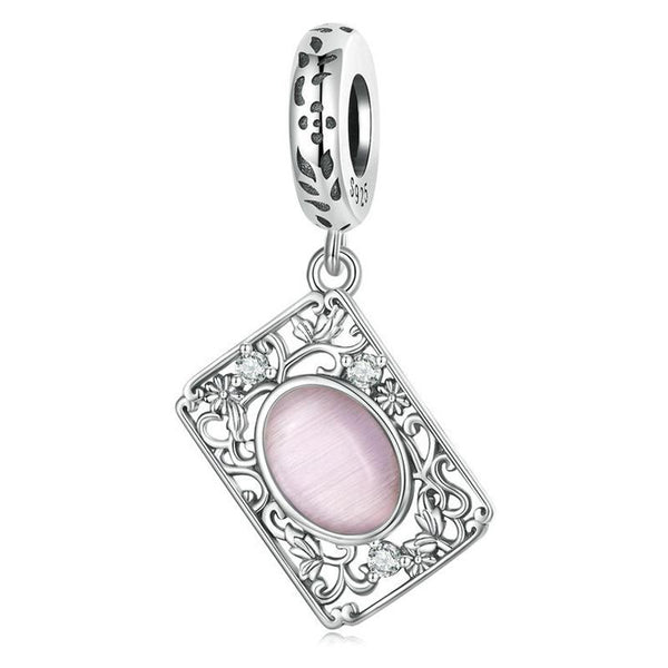 SCC2428 Sterling Silver S925 Zircon Square Tag Pattern Bracelet Beads