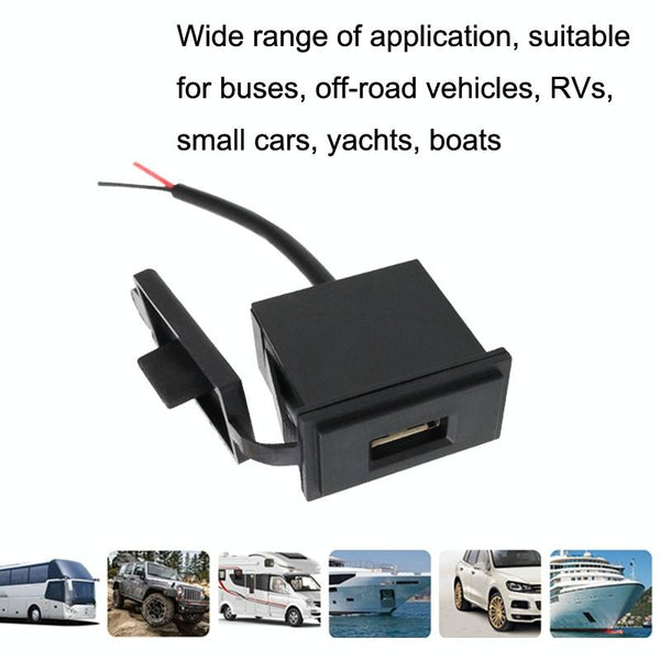 2PCS 2.4 A Motor Boat Trailer Car Modified Square Single USB Car Charger(Black)