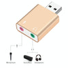 Aluminum Shell 3.5mm Jack External USB Sound Card HIFI Magic Voice 7.1 Channel Adapter Free Drive for Computer, Desktop, Speakers, Headset, Microphone(Gold)