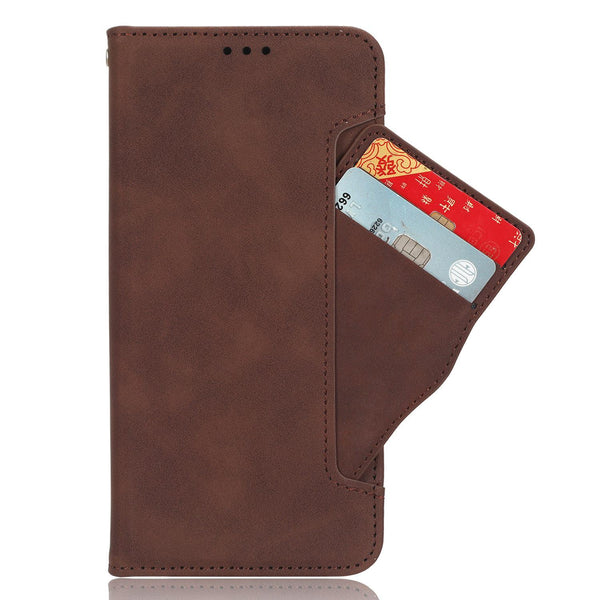 For vivo V40 Lite 4G / 5G IDN Skin Feel Calf Texture Card Slots Leather Phone Case(Brown)
