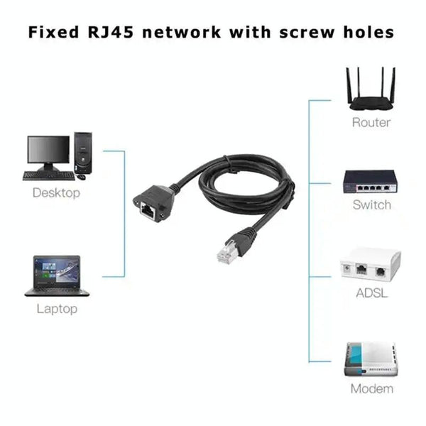 RJ45 Female to Male Cat Network Extension Cable, Length: 1.5m(Black)