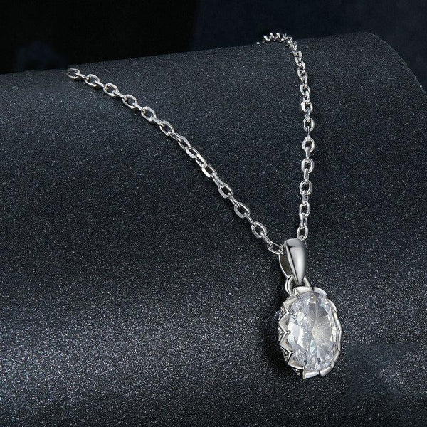 S925 Sterling Silver Platinum-plated Teardrop-shaped Moissanite Necklace(MSN035)