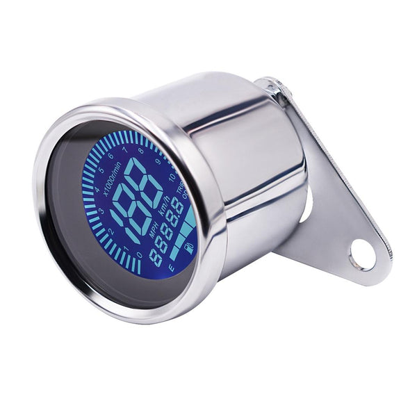 Motorcycle Multi-functional Modification Instrumentation Motorcycle Odometer Speedometer Tachometer Oil Gauge(Silver)