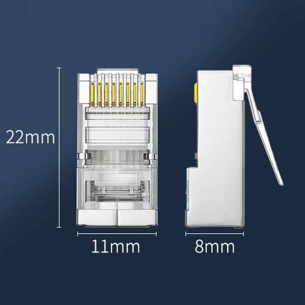 3U 100pcs / Can JINGHUA S688 Gigabit Transport Cabling Extruded Super Cat6 Dual Shield RJ45 8P8C Connector