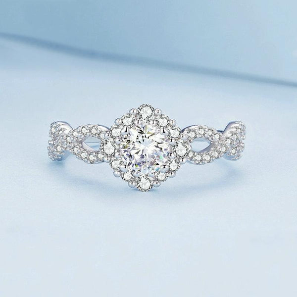 BSR352 Sterling Silver S925 White Gold Plated Zirconia Infinity Symbol Ring(No.7)