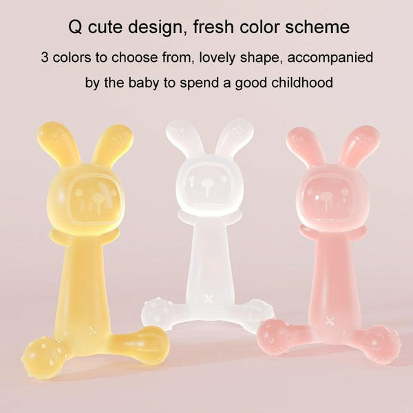 Bunny Baby Teether BPA Free Food-Grade Silicone Teether Infant Teething Stick Anti-Eating Hand, Color: With Box Transparent