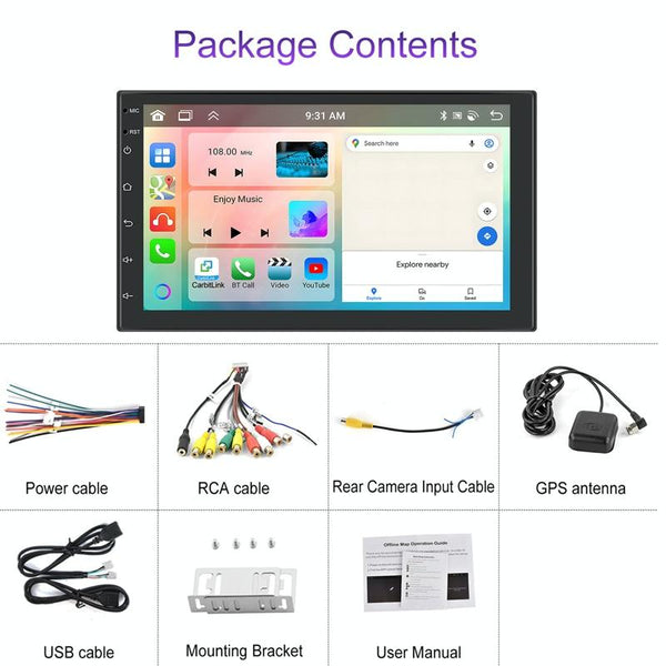 7inch Android 13.0 Dual Butt Universal Wireless Carplay Car Navigation Center Control All-In-One Monitor(Standard)