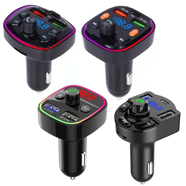Q7 3.1A USB+PD Bluetooth Car Charger Car FM Transmitter Colorful Lighting