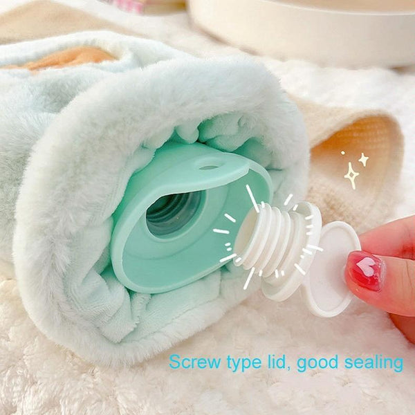 Plush Embroidery Washable Can Be Crossbody Water-Filled Warm Water Bag Green Bear