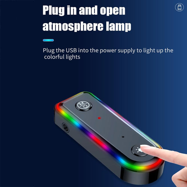 Q3 2-in-1 RGB Light Bluetooth Audio Receiver Launcher Car Audio Adapter