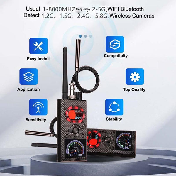 Anti-Spy Detector RF Bug Detector Hidden Camera Finder GPS Tracker Scanner