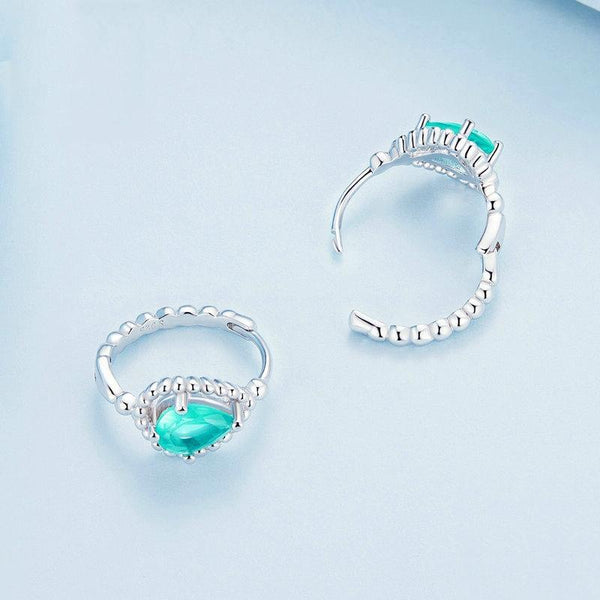 BSE783 Sterling Silver S925 Blue Green Zircon Round Plated Gold Plated Earrings