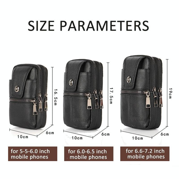 KUNQITIAN Mobile Phone Waist Bag Belt Leather Case With Shoulder Strap, Size: S(Brown Yellow)